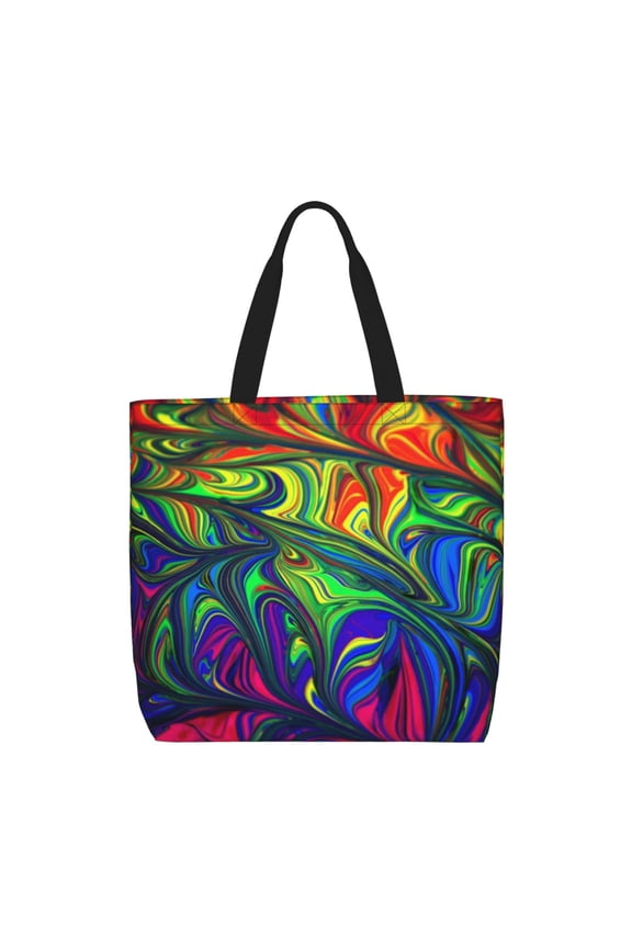 Pride Rainbow Print Lightweight Tote Bag for Women, Water-Resistant Shoulder Bag with Zipper, Spacious Casual Handbag for Work, School, Shopping