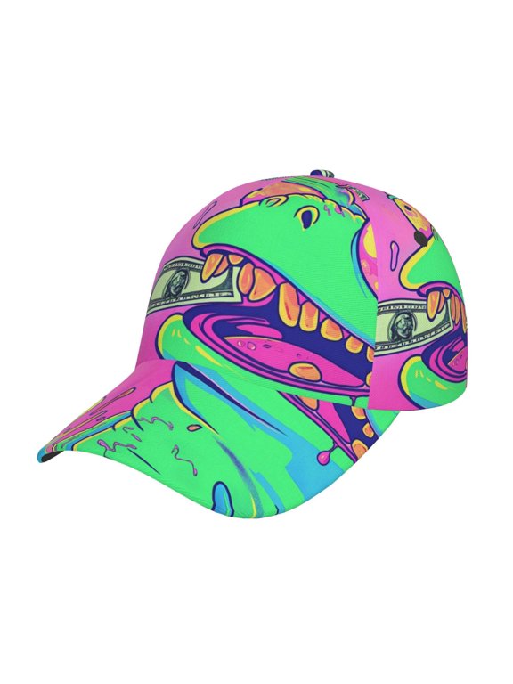 Psychedelic Cartoon Frog Pattern Mens Baseball Cap Adjustable Curved Brim Hat, Soft Cotton Sports Cap for Outdoor, Casual, and Everyday Wear, Comfortable & Breathable