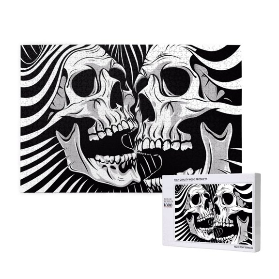 Rateoe Psychedelic Skull Illusion Art Pattern Wooden Picture Puzzle ,1000 Piece Jigsaw Puzzle ,Family Fun Puzzle, Home Dcor Puzzle, Gift Puzzle(Horizontal style)