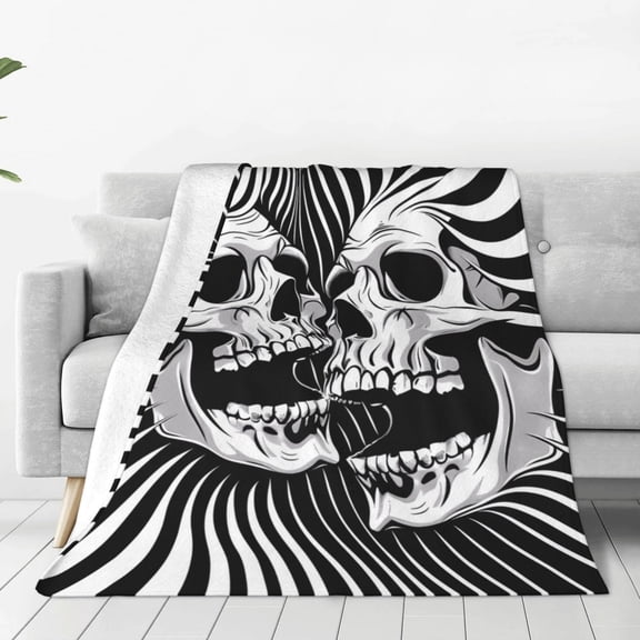 Rateoe Psychedelic Skull Illusion Art Print Fuzzy Fleece Throw Blanket Extra Large,Super Soft,Fluffy and Warm Blankets for Couch,Bed,All Season Use (60"x50")