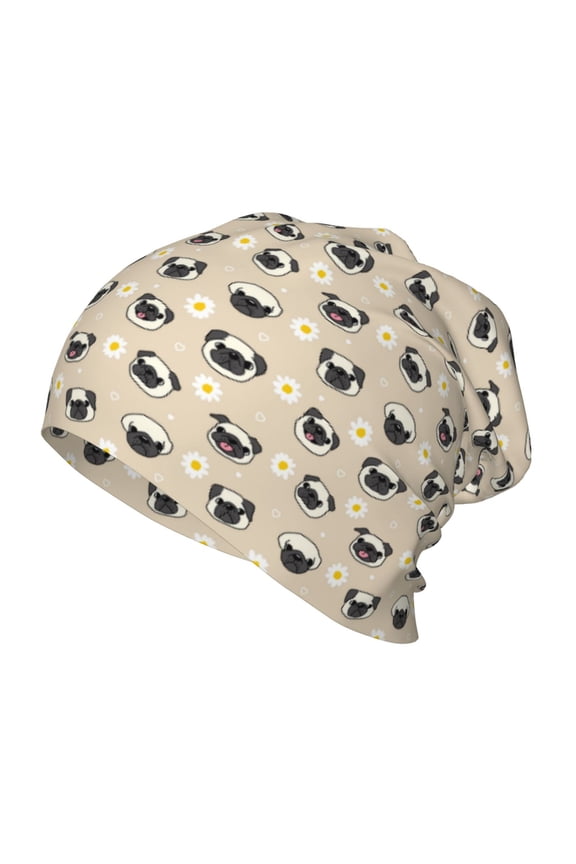 Pug Dog Face Kids Beanie Warm Knit Beanie Hats Boys Girls Winter Hat Soft Slouchy Hats for Kids
