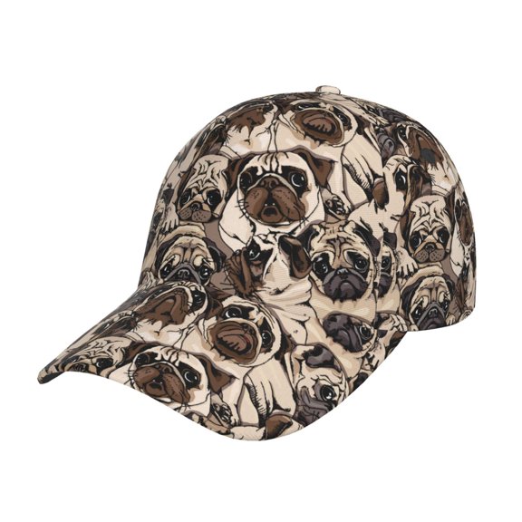 Rateoe Pug Pattern Men’s Baseball Cap – Adjustable Curved Brim Hat, Soft Cotton Sports Cap for Outdoor, Casual, and Everyday Wear, Comfortable & Breathable