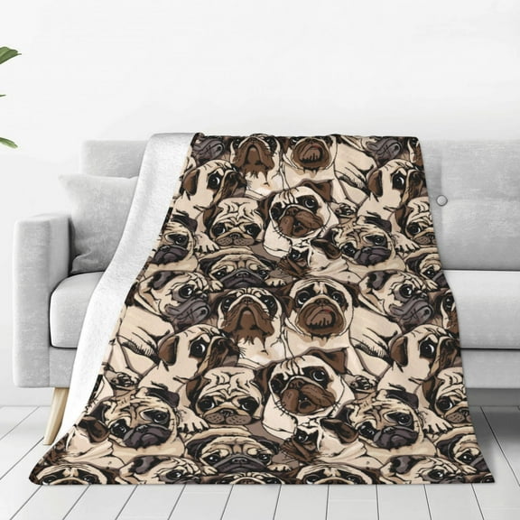 Rateoe Pug Print Fuzzy Fleece Throw Blanket Extra Large,Super Soft,Fluffy and Warm Blankets for Couch,Bed,All Season Use (40"x30")