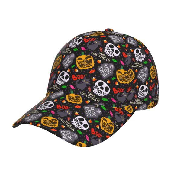Rateoe Pumpkin And Flying Bat Pattern Mens Baseball Cap  Adjustable Curved Brim Hat, Soft Cotton Sports Cap for Outdoor, Casual, and Everyday Wear, Comfortable & Breathable