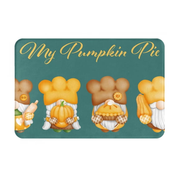 Rateoe Pumpkin Pie Gnome Pattern Flannel Door Mat Indoor Outdoor Entrance, Waterproof All-Weather Doormat,Fade Resistant, Low Profile Entryway Mat 16x24in