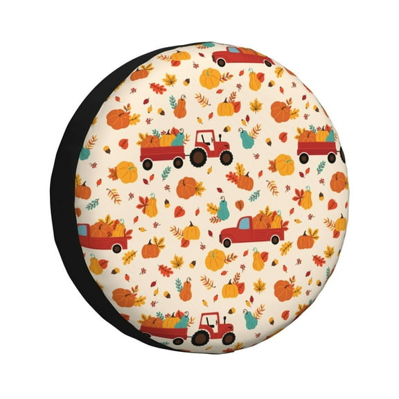 Rateoe Pumpkins On Red Car And Tractor Pattern Tire Cover Wheel Protectors Weatherproof Wheel Covers Universal Fit for Trailer Rv SUV Truck Camper Travel Trailers Accessories-