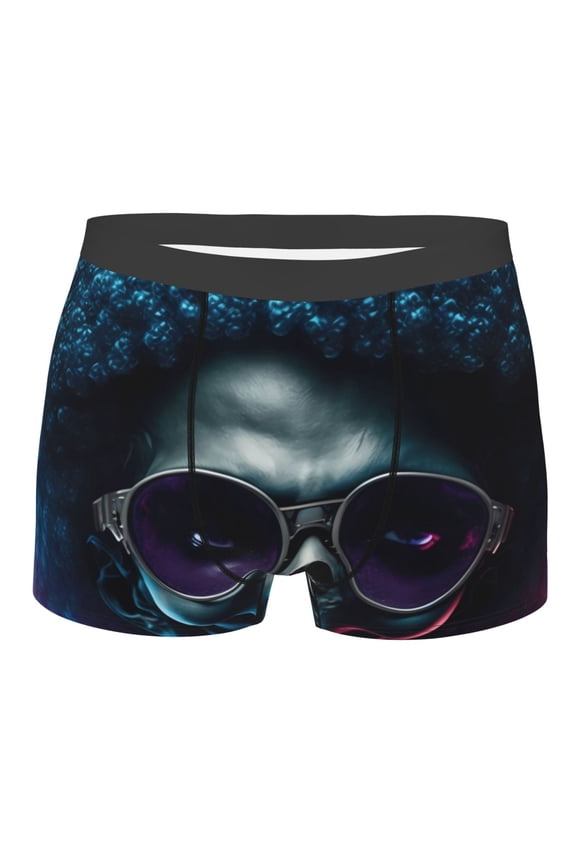 Punk Style Blue Haired Skull Mens Boxer Briefs Poly Spandex Performance Boxer Briefs Underwear Hem Boxer Briefs - Medium