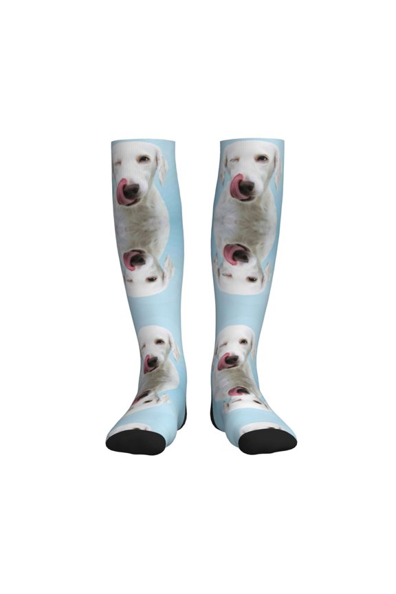 Puppy Licks Nose Compression Socks for Women and Men 20-30mmHg-Circulation Support Socks Knee High Nurse Pregnant Running Medical and Travel Athletic