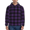 thumbnail image 1 of Rateoe Purple Black Plaid Pattern Mens Hoodie, Pullover Hooded Sweatshirt, Kangaroo Pocket Hoodie Ideal for Daily Wear, Travel and Home-Small, 1 of 7