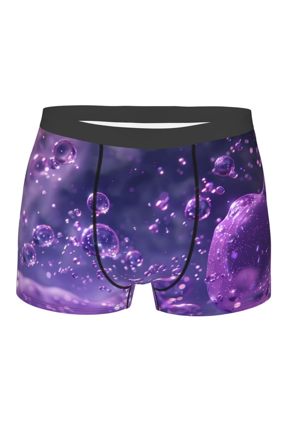 Purple Bubble Abstract Art Mens Boxer Briefs Poly Spandex Performance Boxer Briefs Underwear Hem Boxer Briefs - Medium