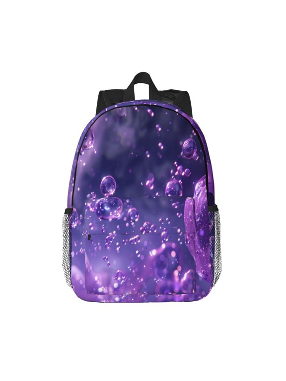 Purple Bubble Abstract Art Pattern Student Backpack Water-resistant Backpack 15-inch Laptop Backpack Lightweight Adjustable School Backpack