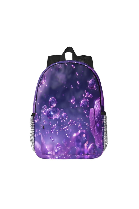 Purple Bubble Abstract Art Pattern Student Backpack Water-resistant Backpack 15-inch Laptop Backpack Lightweight Adjustable School Backpack