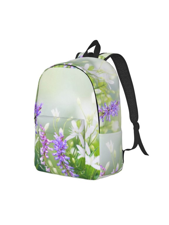 Purple Butterfly On Wild Pattern Durable Canvas Backpack for Men & Women – Stylish & Lightweight – Adjustable Straps, Multiple Pockets – Fits 15-17 Inch LaptopsSmall