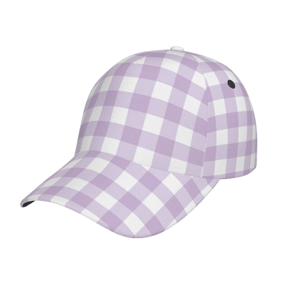 Rateoe Purple Checkboard Pattern Baseball Cap Outdoor Cap Mountain Dad Hat - Unstructured Soft Cotton Cap-Adjustable UV Protection Cap