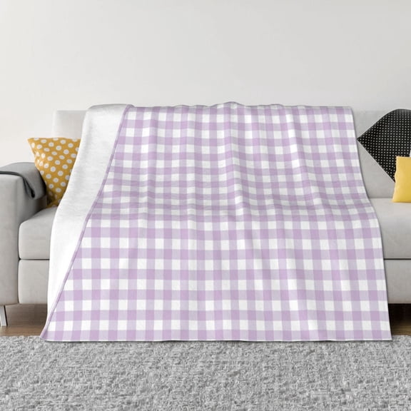 Rateoe Purple Checkboard Pattern Flannel Throw Blanket, Ultra-soft Blanket for Bed, Couch, Car, Hypoallergenic Anti-pilling blanket-