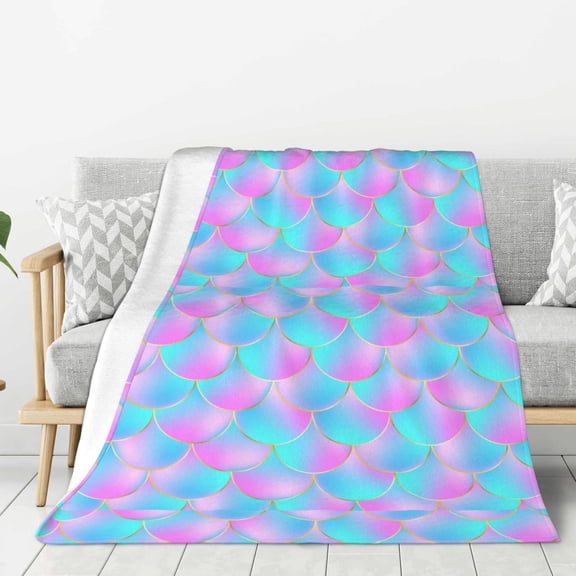 Rateoe Purple Dragon Scales Pattern Flannel Throw Blanket, Ultra-soft Blanket for Bed, Couch, Car, Hypoallergenic Anti-pilling blanket-80"x60"(Vertical)