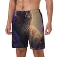 thumbnail image 1 of Rateoe Purple Flower Lazy Cat Pattern Men’s Swim Shorts with Compression Liner – Double-Layered Quick-Dry Swimwear, Comfortable & Stretchy Beach Shorts-3X-Large, 1 of 6