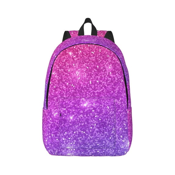Rateoe Purple Glitter Pattern Canvas College Laptop Backpack,Travel Daypack,Durable Rucksack Travel Notebook Bag School Backpack Book Bag for Men Women-Small