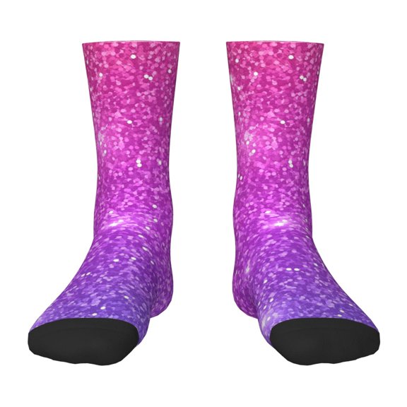Rateoe Purple Glitter Pattern Children's Socks, Socks Gifts ,kids Crew Soft Cotton Socks , Moisture-Wicking, Durable, Ideal for Daily Wear & Sports