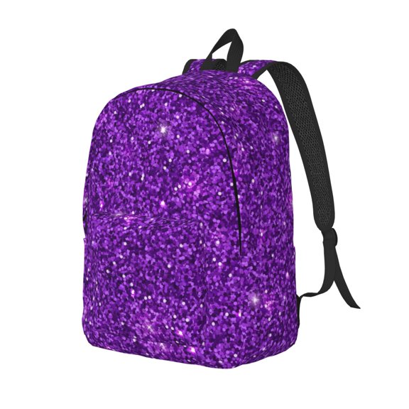 Rateoe Purple Glitter Pattern Durable Canvas Backpack for Men & Women – Stylish & Lightweight – Adjustable Straps, Multiple Pockets – Fits 15-17 Inch LaptopsMedium