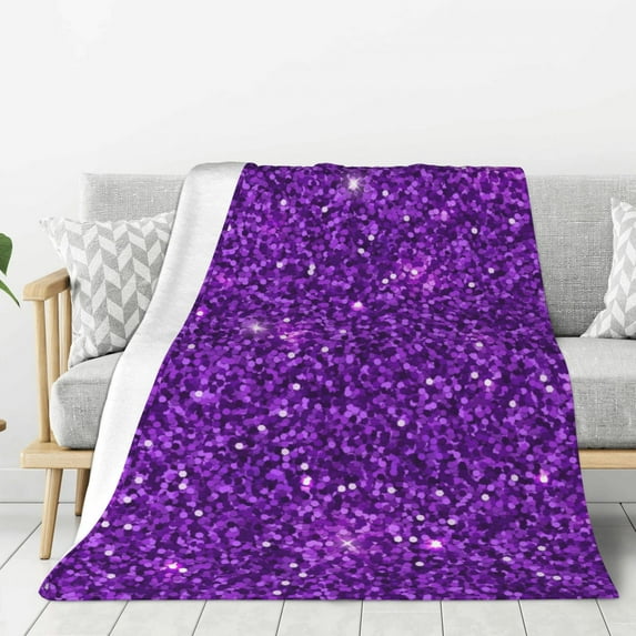 Rateoe Purple Glitter Pattern Flannel Throw Blanket, Ultra-soft Blanket for Bed, Couch, Car, Hypoallergenic Anti-pilling blanket-40"x30"(Vertical)