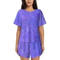 thumbnail image 1 of Rateoe Purple Glitter for 2 Piece Short Sleeves Pajama Sets Casual Lounge Sleepwear Ladies Pjs Sets with Pocket-3X-Large, 1 of 6