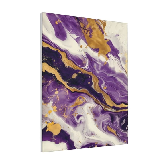 Rateoe Purple Gold Marble Swirls Pattern Decorative Picture – Unique Modern Wall Art, Ready-to-Hang Canvas Print for Home (Vertical)