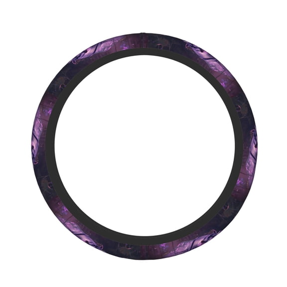 Rateoe Purple Hippo In Water Pattern Elastic Stretch Steering Wheel Cover, Universal 15 inch, Microfiber Breathable , Anti-Slip, Odorless, Easy Carry