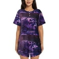 thumbnail image 1 of Rateoe Purple Hippo In Water Pattern Women's Short-Sleeved Pajama Set - 2 Piece Soft and Lightweight Sleepwear Set-Medium, 1 of 7