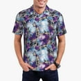 thumbnail image 1 of Rateoe Purple Marble Texture Pattern Men's Short Sleeve Polo Shirts, Golf Polo Shirts Short Sleeve Performance Moisture Wicking Dry-X-Large, 1 of 6