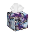 thumbnail image 1 of Rateoe Purple Marble Texture Pattern Tissue Box Cover, Modern Square Decorative Leather Facial Paper Case Organizer Holder Dispenser 5X5X5'', 1 of 1