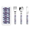 thumbnail image 1 of Rateoe Purple Marble Texture for Stainless Steel Kids Silverware Set - Child and Toddler Safe Flatware - Children's Knife, Fork And Spoon Set, 1 of 8