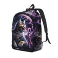 thumbnail image 1 of Rateoe Purple Moon Cat Pattern Durable Canvas Backpack for Men & Women – Stylish & Lightweight – Adjustable Straps, Multiple Pockets – Fits 15-17 Inch LaptopsSmall, 1 of 5