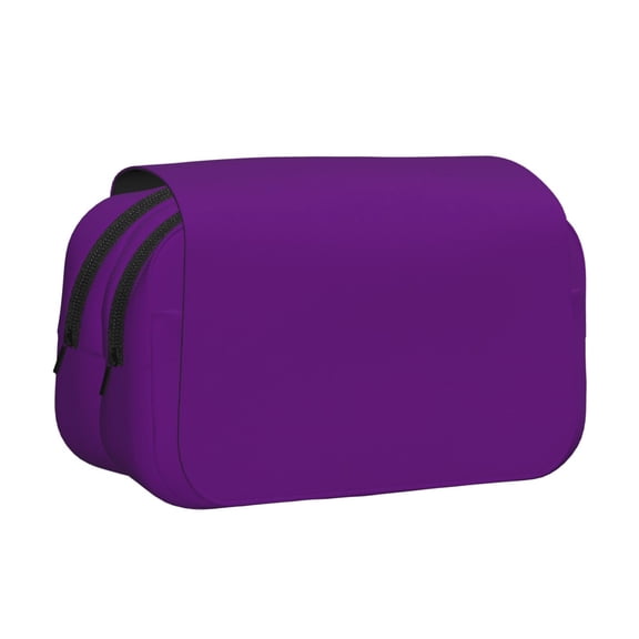 Rateoe Purple Pattern Double Clamshell Pen Case, Storage Organizer with Two Zipper Compartments– Holds Up to 50 Pencils & Pens