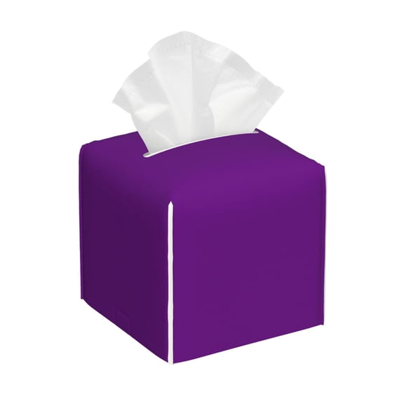 Rateoe Purple Pattern Tissue Box Cover, Modern Square Decorative Leather Facial Paper Case Organizer Holder Dispenser 5X5X5''