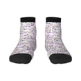 thumbnail image 1 of Rateoe Purple Rabbit Pattern Quarter Crew Socks,Toe Seamed Ankle Socks,Cotton Cushioned Breathable Athletic Crew Sports Socks, 1 of 7
