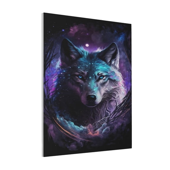Rateoe Purple Sky Wolf Pattern Decorative Picture – Unique Modern Wall Art, Ready-to-Hang Canvas Print for Home (Vertical)