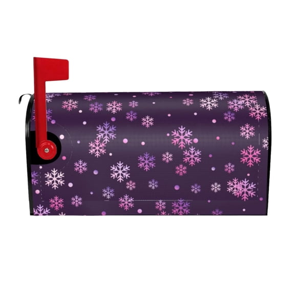 Rateoe Purple Snow Flakes Printed Mailbox Covers - Easy to Install Fall, Winter, Spring, Summer Mailbox Cover - Weather and UV-Resistant Mailbox Decor - Mailbox Magnetic Covers-