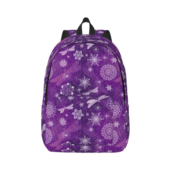 Rateoe Purple Snowflakes Pattern Canvas College Laptop Backpack,Travel Daypack,Durable Rucksack Travel Notebook Bag School Backpack Book Bag for Men Women-Medium