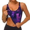 thumbnail image 1 of Rateoe Purple Starry Sky Antelope Print Womens' Sports Bras Scoop Neck Sports Vest- Padded U Back Seamless High Impact Support, 1 of 7