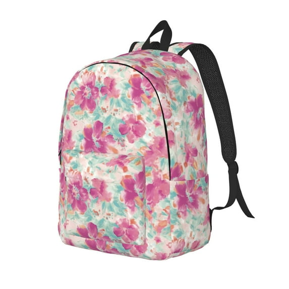 Rateoe Purple Watercolor Flowers Pattern Durable Canvas Backpack for Men & Women – Stylish & Lightweight – Adjustable Straps, Multiple Pockets – Fits 15-17 Inch LaptopsMedium