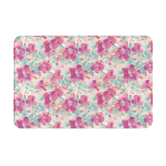 Rateoe Purple Watercolor Flowers Pattern Flannel Door Mat Indoor Outdoor Entrance, Waterproof All-Weather Doormat,Fade Resistant, Low Profile Entryway Mat 16x24in