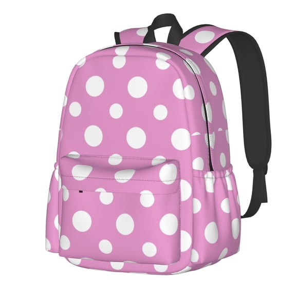 Rateoe Purple And White Polka Dot Pattern Student Backpack,Backpack for School,Lightweight Bag,Travel Backpack,Outdoor Backpack,Large Capacity Backpack