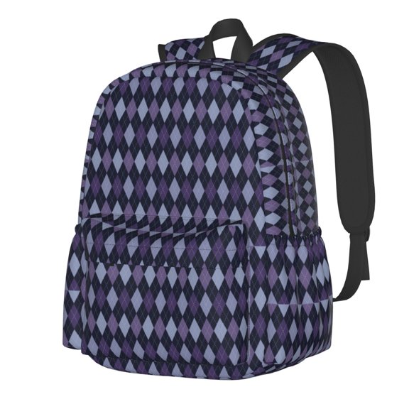 Rateoe Purple and Blue Squares Pattern Student Backpack,Backpack for School,Lightweight Bag,Travel Backpack,Outdoor Backpack,Large Capacity Backpack