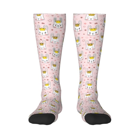 Rateoe Queen For Rabbit Pattern Women’s Knee High Crew Socks,Trouser Socks Comfortable, Breathable, Moisture-Wicking and Soft