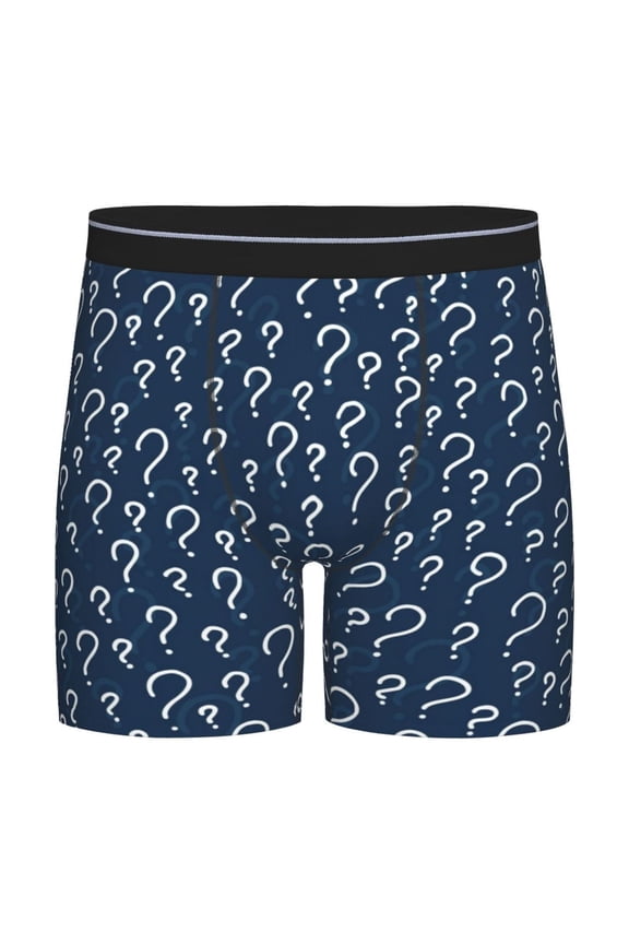 Question Marks Print Men’s Underwear Boxer Briefs Soft Comfortable Underwear Boxer Briefs, Long Leg Briefs,Anti-chafing Boxer Briefs