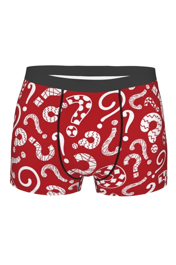 Question Marks1 Mens Boxer Briefs Poly Spandex Performance Boxer Briefs Underwear Hem Boxer Briefs - X-Large