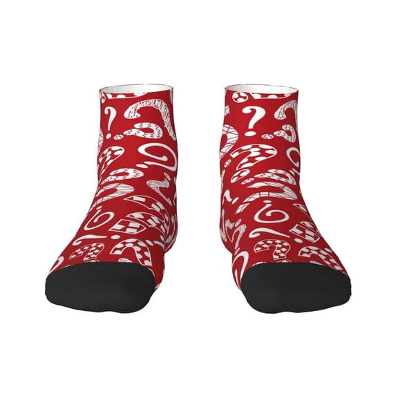 Rateoe Question Marks1 Pattern Quarter Crew Socks,Toe Seamed Ankle Socks,Cotton Cushioned Breathable Athletic Crew Sports Socks