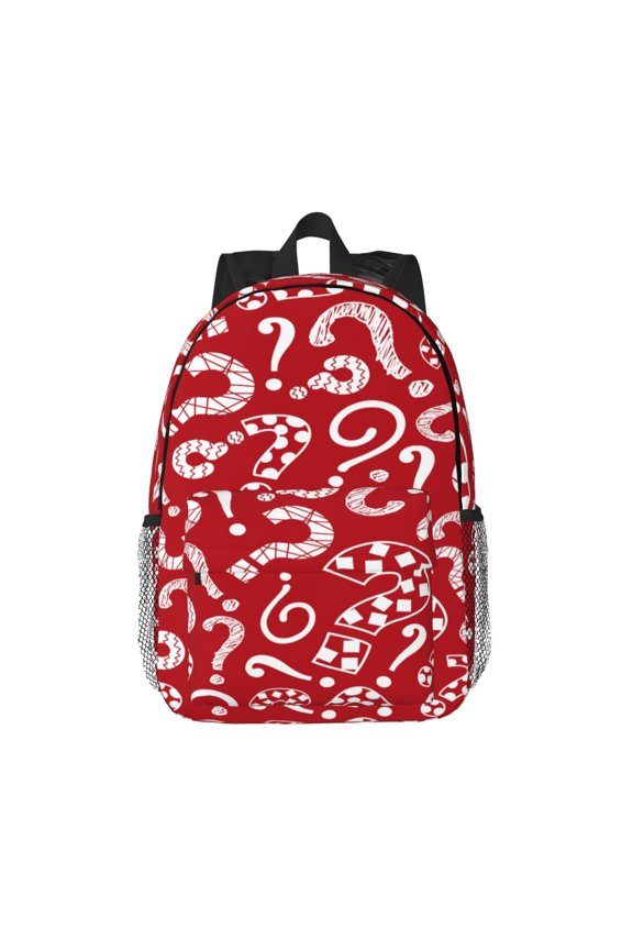 Question Marks1 Pattern Student Backpack Water-resistant Backpack 15-inch Laptop Backpack Lightweight Adjustable School Backpack