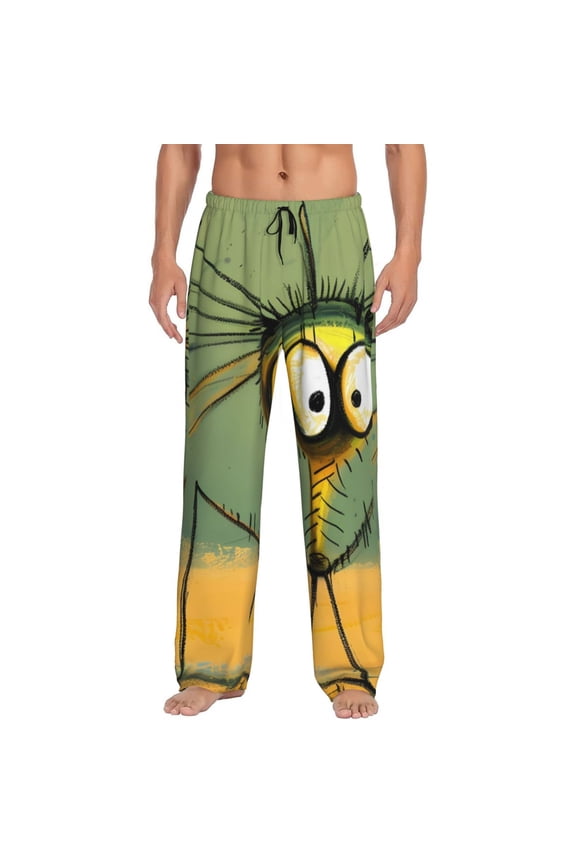 Quirky Cartoon 123 Pattern Men’s Ultra-Soft Comfy Pajama Lounge Pants Sleepwear,Comfortable Lounge Wear,lightweight Pajamas, Casual Home Wear-Medium